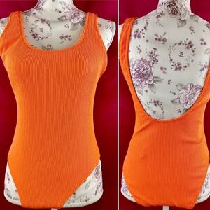 Cotton On Pomelo Orange Crinkle Scoop Back Cheeky One Piece Swimsuit S‎ Padded